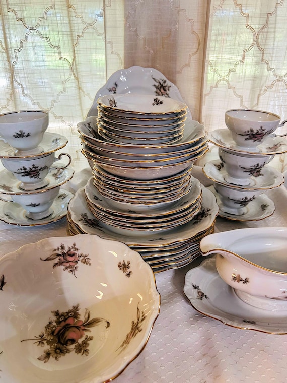Vintage Johann Haviland “sepia Rose” Dinnerware Set - Etsy
