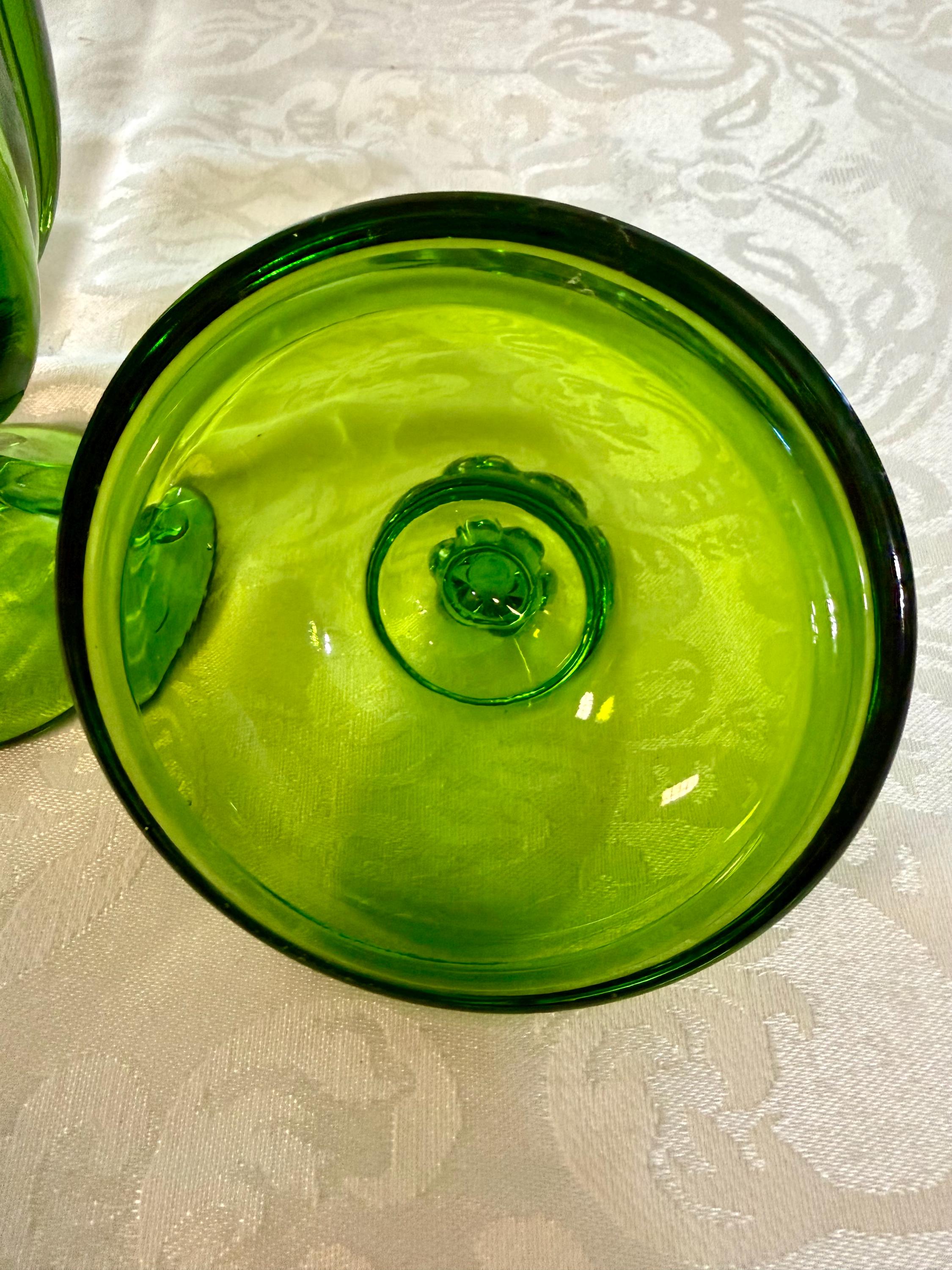 Vintage Viking Glass Covered Candy Dish Green - Etsy