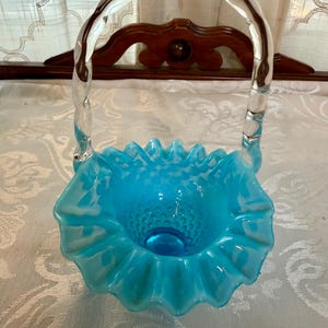 Fenton Blue Basket - Etsy