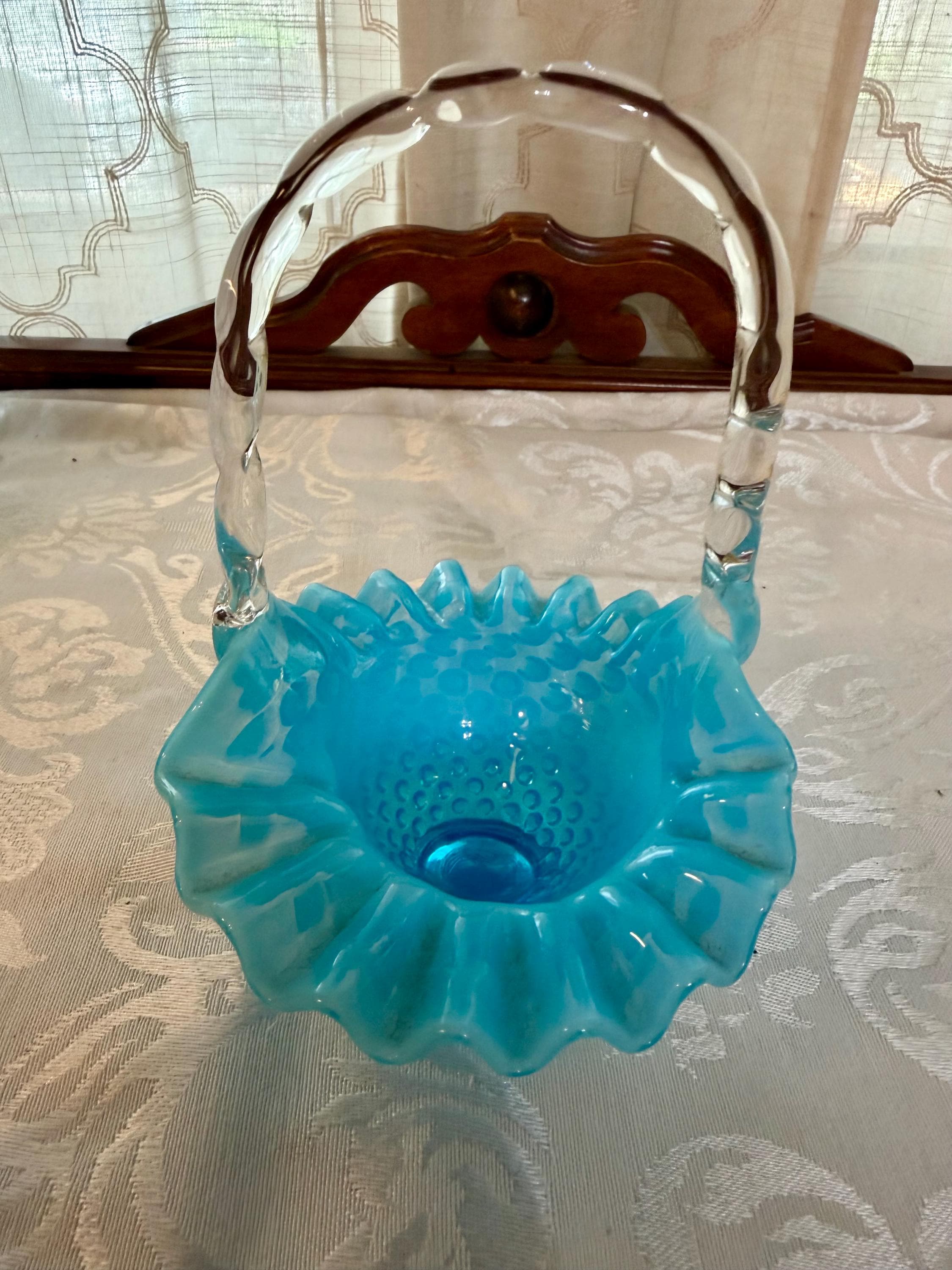 Fenton Blue Basket - Etsy