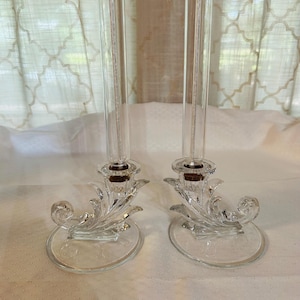 Vintage Fostoria Baroque Medow Rose Candle Stick Holders