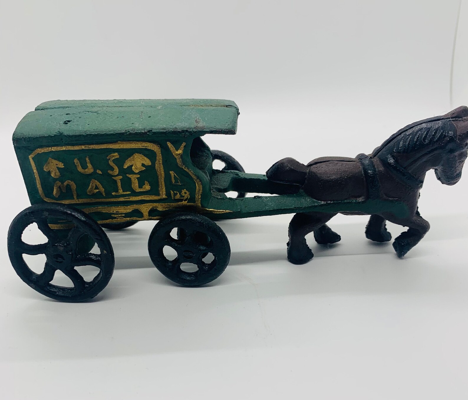 Vintage Cast Iron US Mail Wagon With Horse Etsy