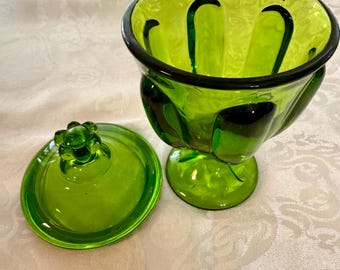 Vintage Viking Glass Covered Candy Dish Green - Etsy