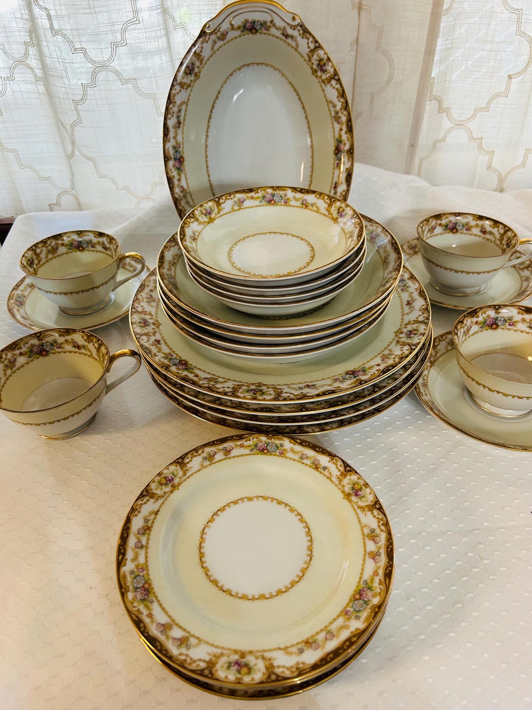 Sale ヴィンテージ ニチハン　アンティークPT ３DR 　キャビ　昭和レトロ Vintage Gold China Occupied Japan Dinnerware - Etsy