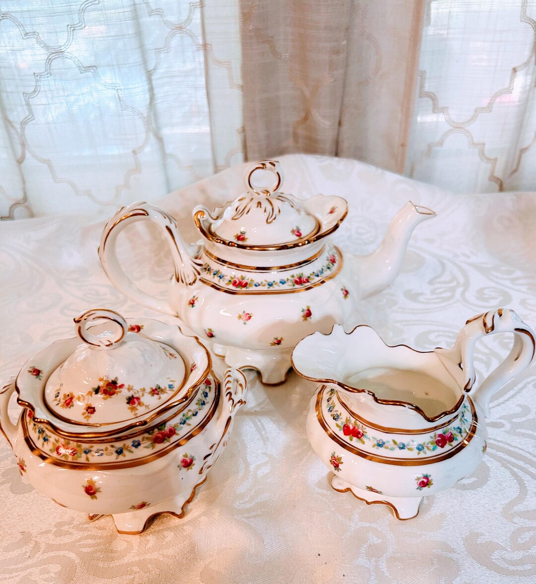 Vintage Cauldon Tea Pot, Cream and Sugar Set - Etsy