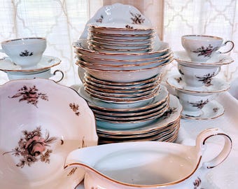 Vintage Johann Haviland “sepia Rose” Dinnerware Set - Etsy
