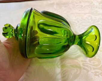 Vintage Viking Glass Covered Candy Dish Green - Etsy
