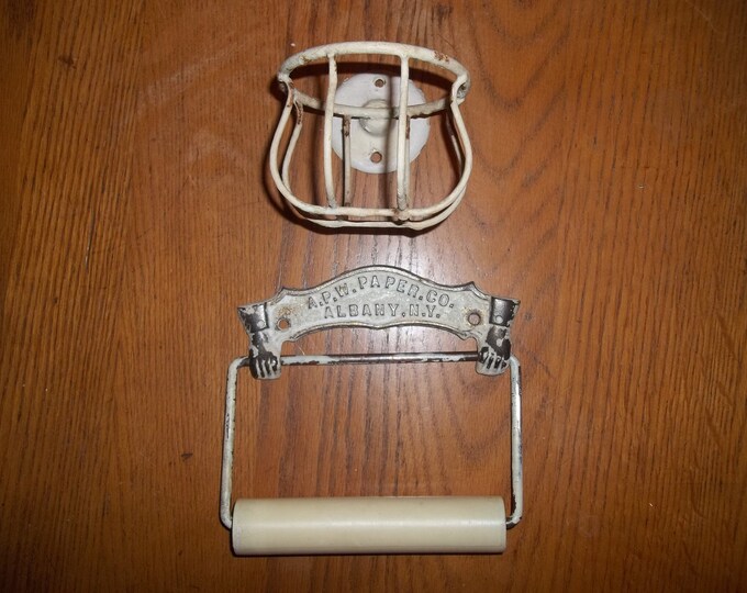 Antique Toilet Paper Holder and Cup Holder Etsy