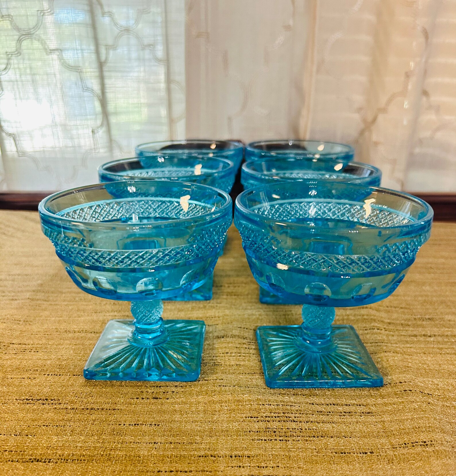 Vintage Mckee Opal Blue Sherbet Glass Etsy