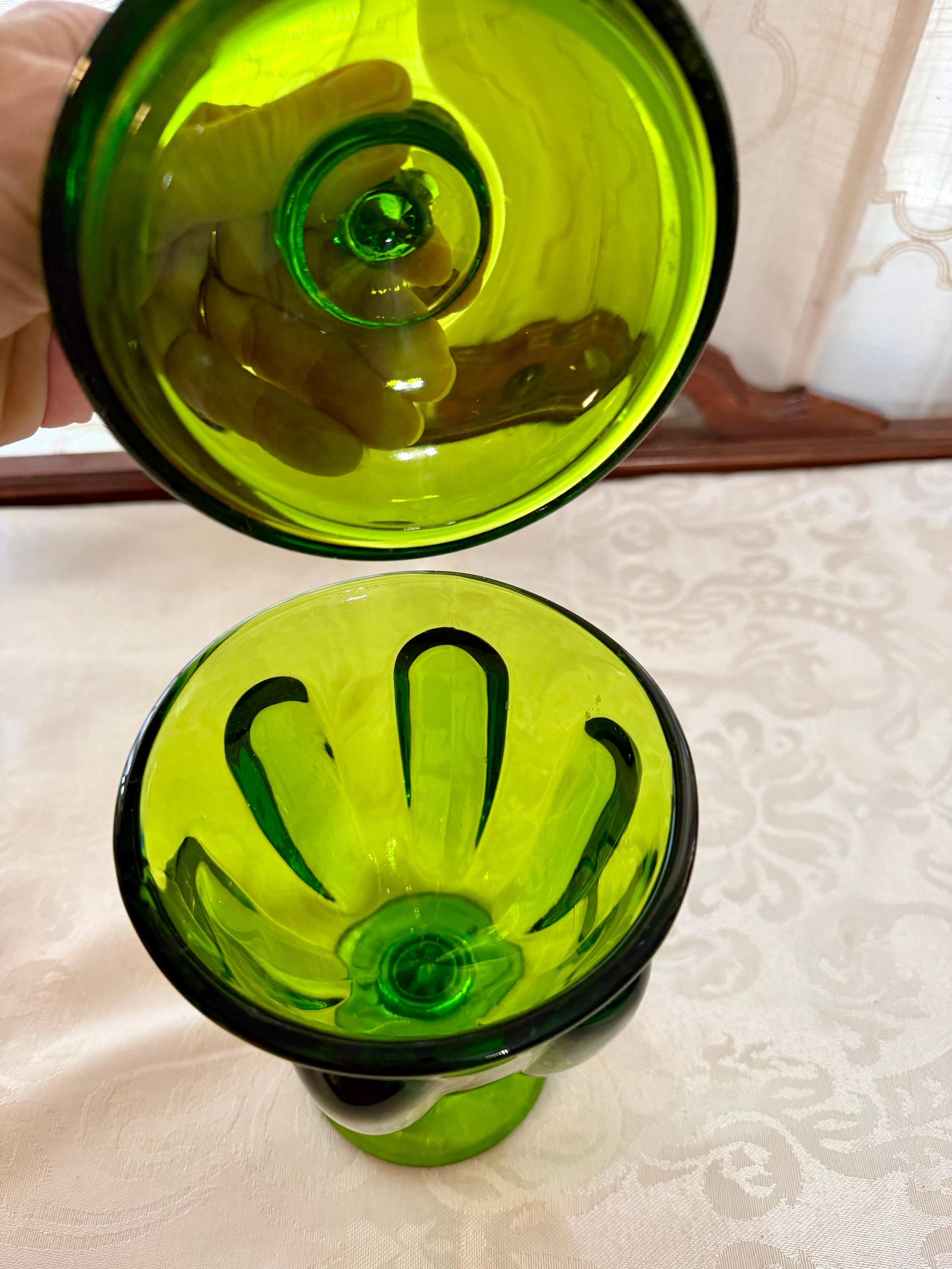 Vintage Viking Glass Covered Candy Dish Green - Etsy