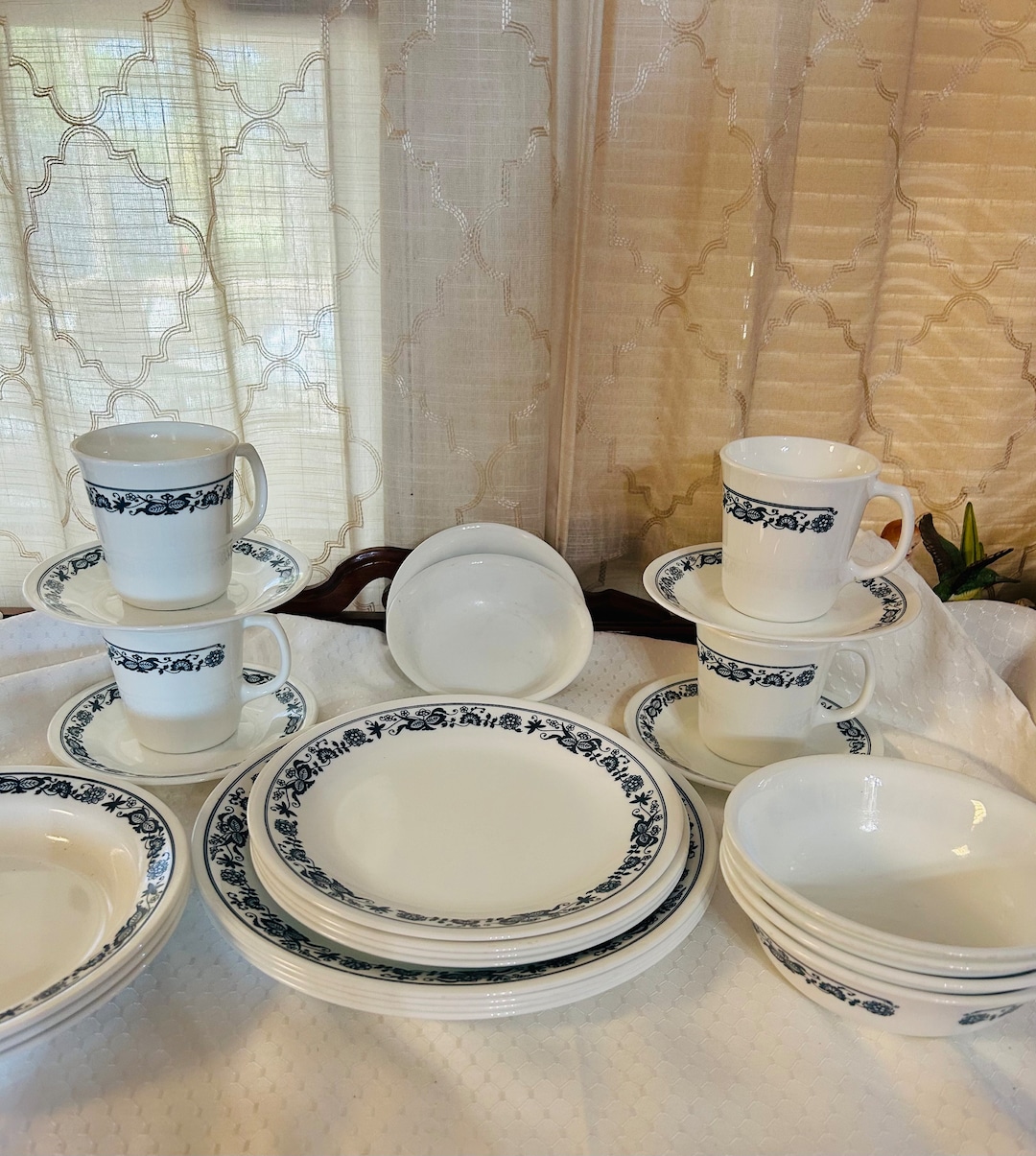 Vintage Corelle Old Town Blue Dinnerware Set - Etsy