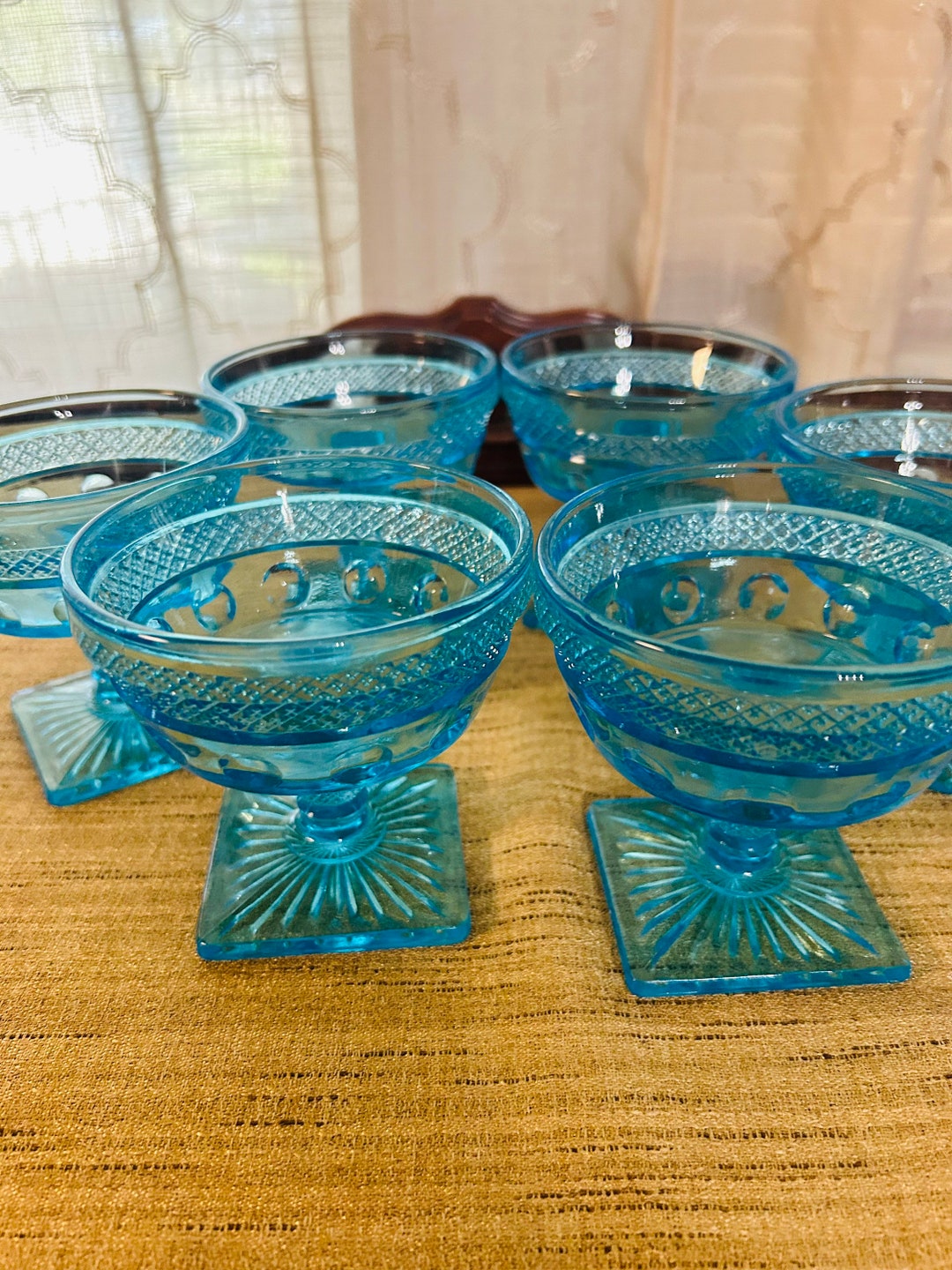 Vintage Mckee Opal Blue Sherbet Glass Etsy