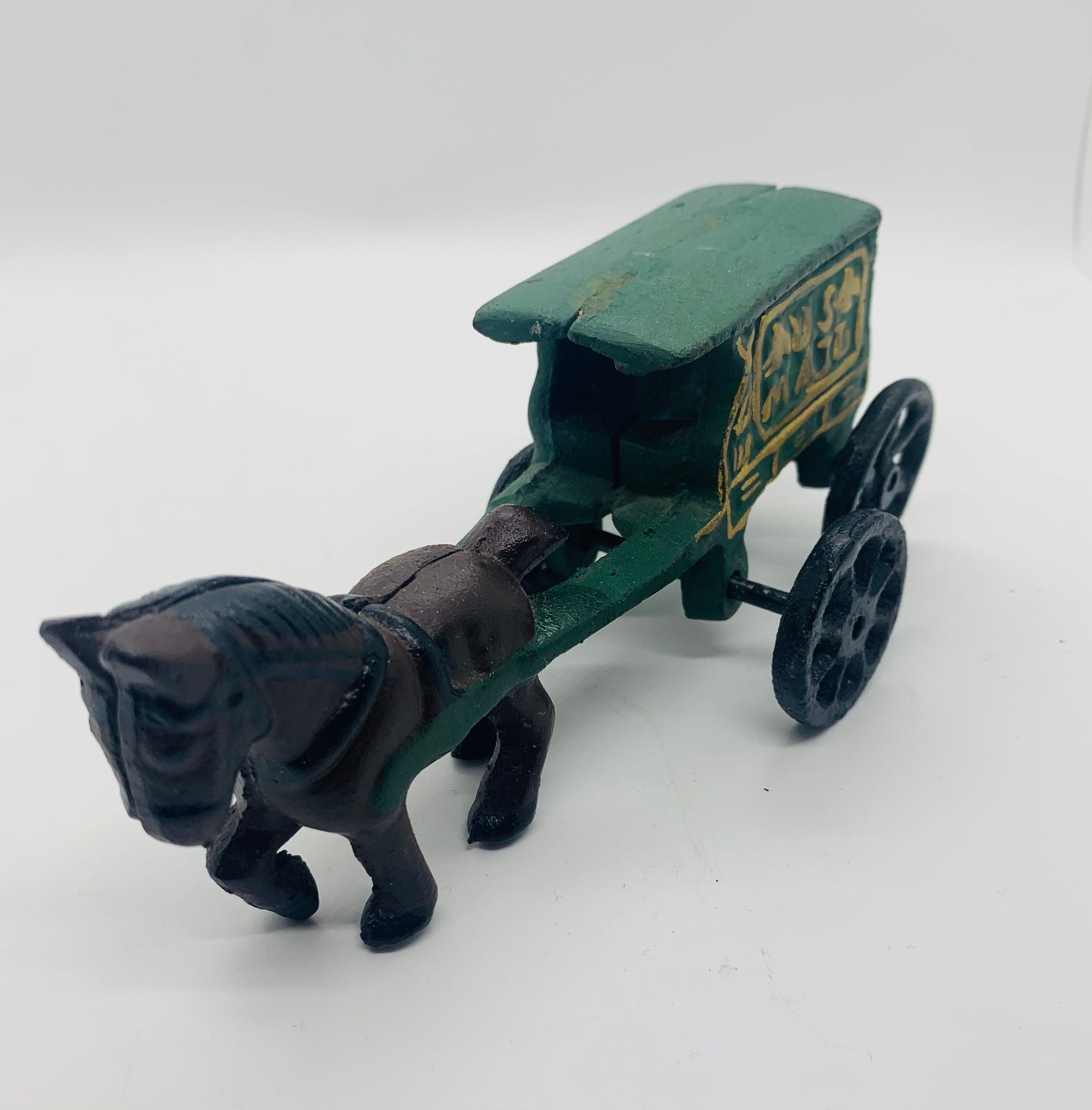 Vintage Cast Iron US Mail Wagon With Horse Etsy