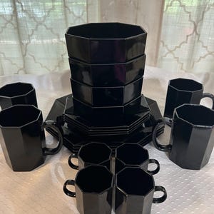 Vintage Arcoroc Octime Black Dinnerware