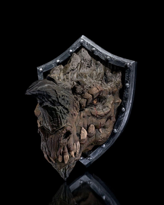 3D Printed Dragon Trophy: Gothic Fantasy Wall Decor