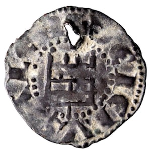 CRUSADER Latin Kingdom of Jerusalem SILVER Obol Tower of David Baldwin wCOA