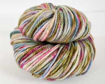 Hand Dyed Aran Yarn - Monet's Garden - Indie Dyed Aran Knitting Yarn, Hand Painted Worsted Crochet Yarn, Variegated Yarn, Sweater Yarn