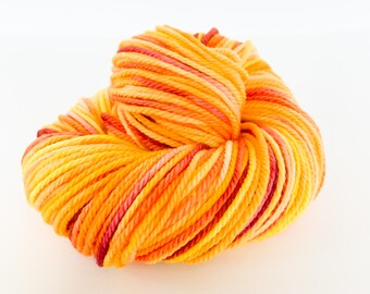 Hand Dyed Aran Yarn - El Fuego - Knitting Yarn, Indie Dyed Yarn, Crochet Yarn, Hand Painted Yarn