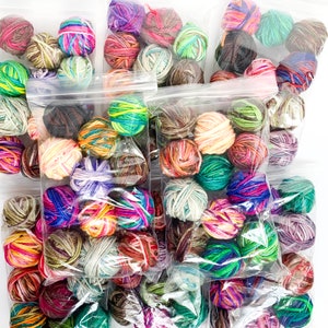 Hand Dyed Scrap Yarn, Aran Weight, 10 gram mini skeins for knit scrappy sweater, crochet scrap blanket yarn, scrap hat yarn image 2