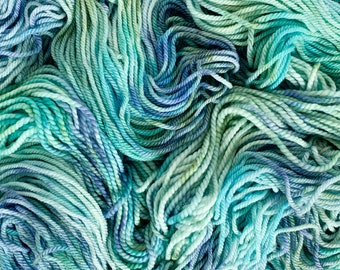 Hand Dyed Aran Weight Blue and Green Yarn - Sea Nymph - Hand Painted Knitting Yarn, Indie Dyed Crochet Yarn, Variegated Yarn