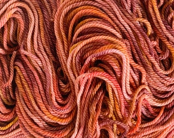 Aran Weight Merino Superwash Yarn, Hand Dyed - Cranberry Fields - Knitting Yarn, Indie Dyed Yarn, Crochet Yarn, Sweater Yarn, Orange, Brown