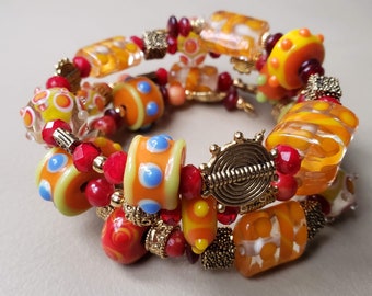 Autumn Lampwork wrap bracelet