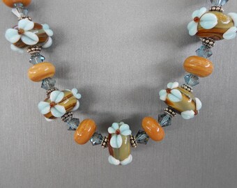 Wood Nymph - Lampwork glass & Crystal Necklace Set