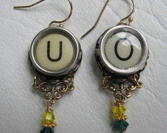 Vintage Typewriter Key Earrings - UO