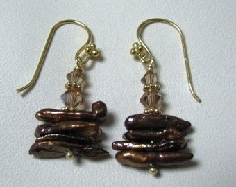 Chocolate Stick Pearl Earrings