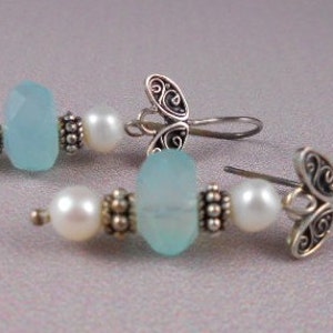Aquamarine & Pearl Earrings