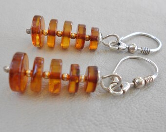 Baltic Cognac Amber Disc earrings