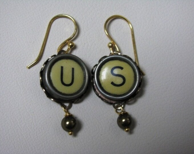 Vintage Typewriter Key Earrings Etsy