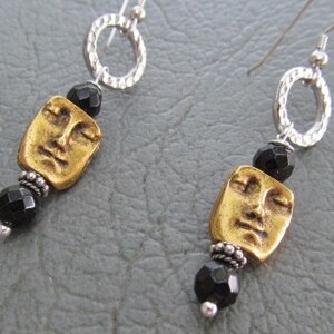 Brass and Sterling Face Earrings image 2