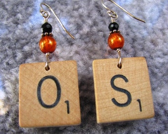 Scrabble tile earrings - OS