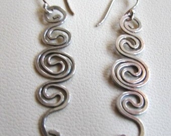 Hammered sterling wire earrings