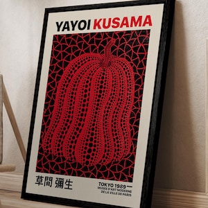 Yayoi Kusama Framed Canvas Wall Art – Polka Dot Contemporary Japanese Art Print, Colorful Modern Pop Art for Home or Office Decor #YK06