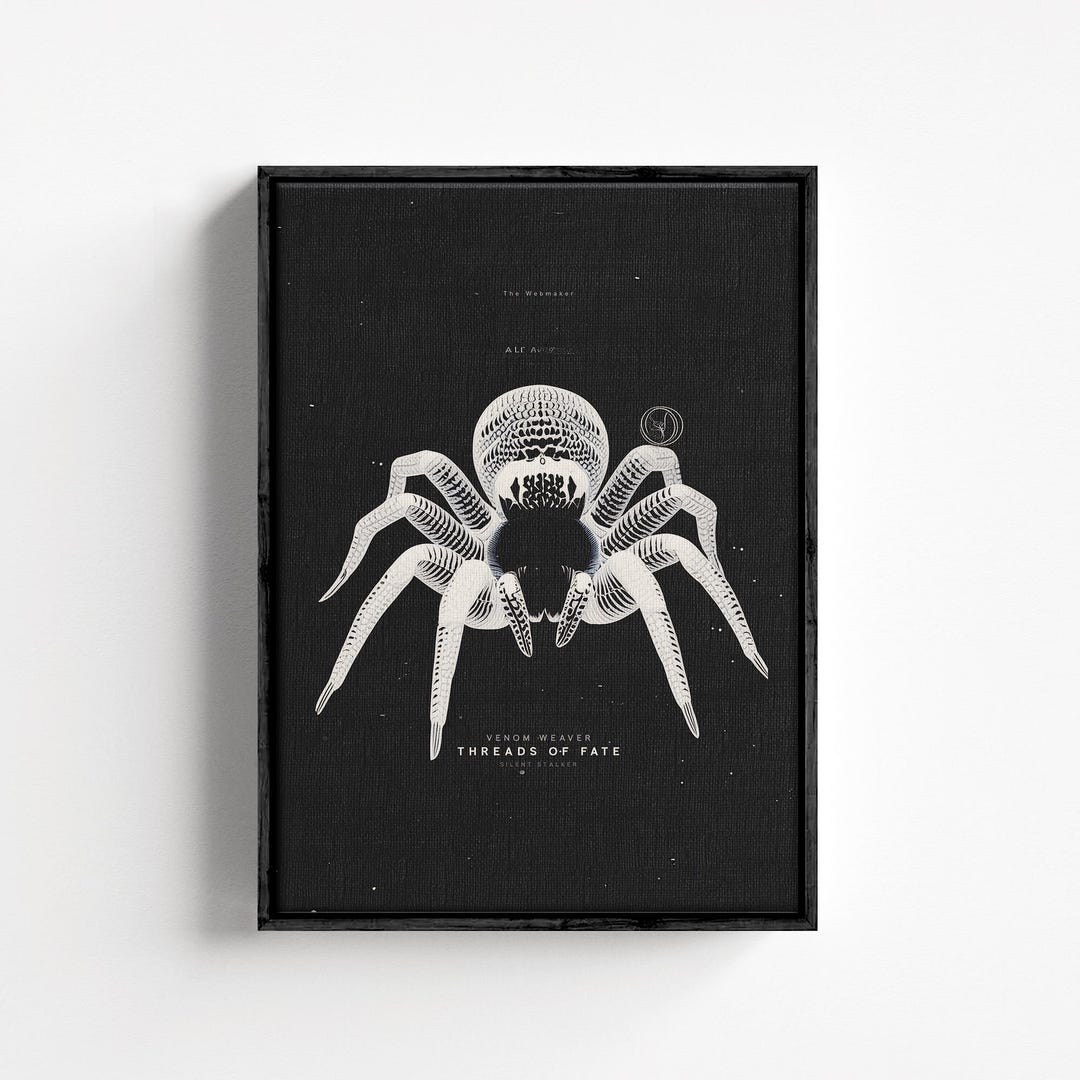 Spider Framed Canvas Wall Art - Modern Minimalist Art for Home Living ...