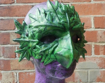 Green Man Mask Papier Mache Venetian Carnival Pagan Costume Halloween