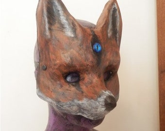 Fox Mask Paper Mache Venetian Carnival costume Papier Animal Halloween Venice