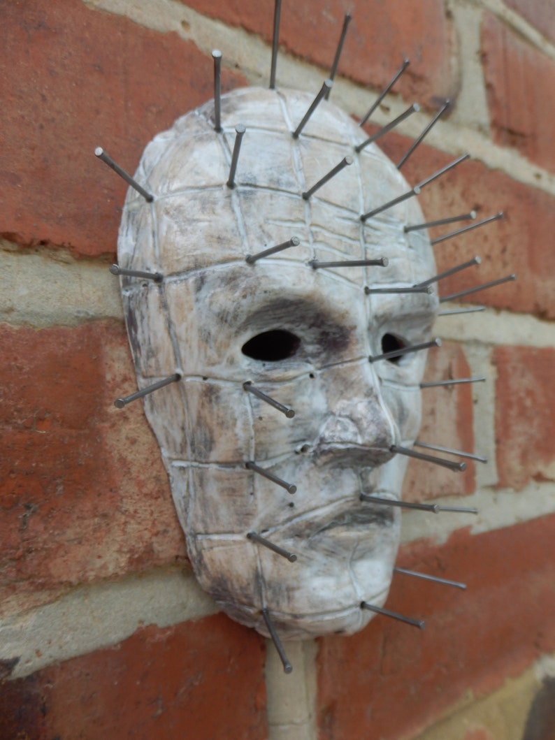 Pinhead Ceramic face Wall decor Hellraiser horror gothic home art sculpture image 5