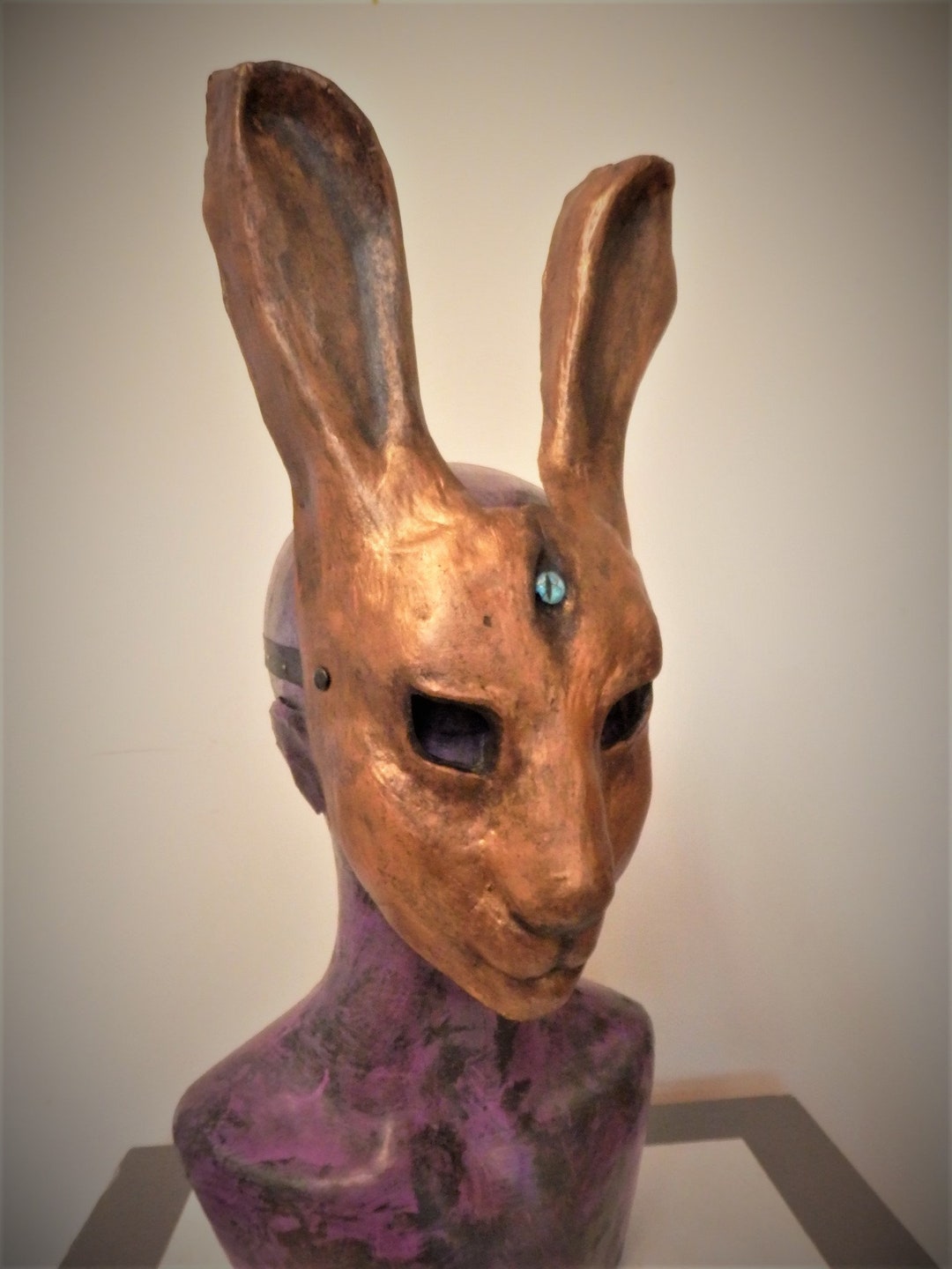 Bronze Hare Mask Rabbit Animal Papier Mache Venetian Carnival Halloween ...