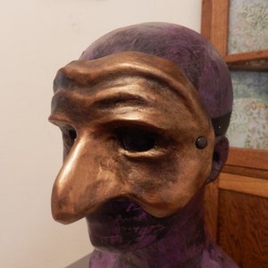 Bronze Pulcinella Venetian Mask Handmade costume carnival paper papier mache theatre Halloween Venice masks Bronze