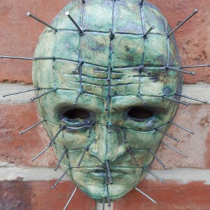 Cuprum Pinhead Ceramic Face wall decor Hellraiser Horror ceramics gothic home art sculpture image 4