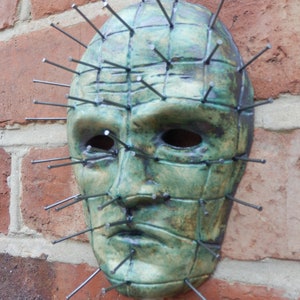 Cuprum Pinhead Ceramic Face wall decor Hellraiser Horror ceramics gothic home art sculpture image 3