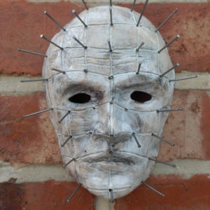 Pinhead Ceramic face Wall decor Hellraiser horror gothic home art sculpture image 1