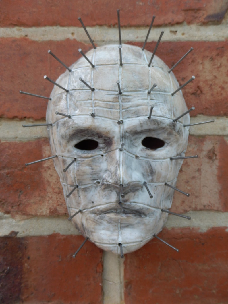 Pinhead Ceramic face Wall decor Hellraiser horror gothic home art sculpture image 1