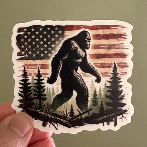 Vaterhafter Big Foot Aufkleber, Sasquatch Die-Cut Aufkleber, Amerikanische Flagge Aufkleber, Laptop Aufkleber, Wasserflasche Aufkleber, wasserfestes Vinyl
