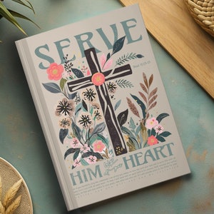 Sírvele con todo tu corazón Cuaderno floral, Deuteronomio 11:13-15 Notas, Diario de estudio bíblico, Cuaderno cristiano, Diario de tapa dura mate