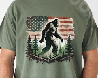American Bigfoot Shirt, 4th Of July T Shirt, Americana Bigfoot, USA Shirt, Merica Shirt, Patriotic Bigfoot, Fathers Day Gift, Gift for Dad