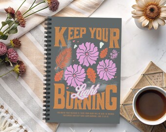 Keep Your Light Burning Spiral Notebook, 6x8 Ruled Line, Bible Study Notes, To-do Lists, Gift for Mom, Gift for Wife, Sermon Notes